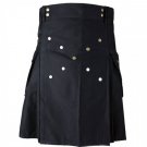 46 Size New Active Men Black Cotton Gothic Kilt