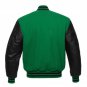 Kelly Green Wool & Black Leather Arms College,Varsity Jacket