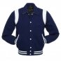 Varsity Letterman Baseball Jacket Navy Blue Wool Sleeves