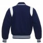 Varsity Letterman Baseball Jacket Navy Blue Wool Sleeves