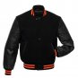 Black Wool Varsity Men Boys Unisex Letterman University College Baseball Jacket