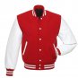 Varsity Jacket Wool & Leather Sleeves Baseball (Red & white) Quilted LETTERMAN