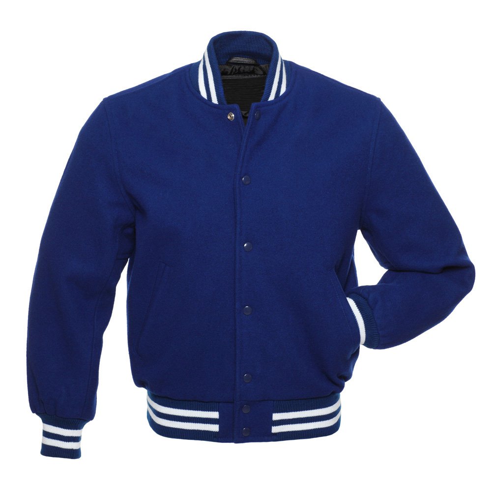Royal Blue Wool , Blue Wool Arms,Letterman Varsity Hoodie Jacket