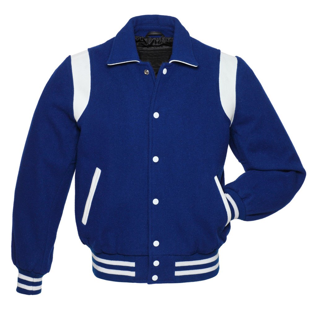 Royal Blue Wool Body & Leather Stripes College Baseball Letterman ...