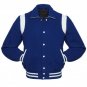 Royal Varsity Jacket Wool Body & Leather Stripes Baseball Quilted LETTERMAN Jacket