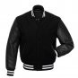 Black Wool Body White StripesBlack Leather Arms-Letterman-College-Varsity-Jacket