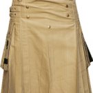 Deluxe Khaki Cotton UTILITY KILT With Cargo Pockets Highlander Scottish Kilt Custom Sizes