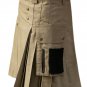 Deluxe Khaki Cotton UTILITY KILT With Cargo Pockets Highlander Scottish Kilt Custom Sizes