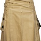 50 Size Deluxe Khaki Cotton UTILITY KILT With Cargo Pockets Highlander Scottish Kilt