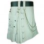 Tactical Duty Kilt With Chains White Scottish UTILITY KILT Size 30