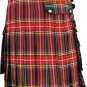 Size 44 Handmade Men Black Stewart Tartan Modern Utility Pocket Kilt