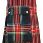 Size 42 Handmade Men Black Stewart Tartan Modern Utility Pocket Kilt