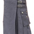 Size 32 Gray Tactical Duty Utility Kilt Cotton Kilt With Cargo Pockets