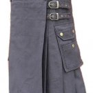 Size 38 Gray Tactical Duty Utility Kilt Cotton Kilt With Cargo Pockets