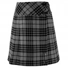 Size 34 Ladies Grey Watch Pleated Kilt Knee Length Skirt in Grey Watch Tartan