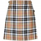 Size28 Ladies Billie Back Pleated Kilt Knee Length Skirt in Camel Thompson Tartan