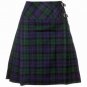 Size 26 Ladies Billie Pleated Kilt Knee Length Skirt in Black Watch Tartan