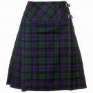 Size 30 Ladies Billie Pleated Kilt Knee Length Skirt in Black Watch Tartan