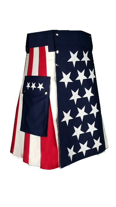 54 Size USA Flag Hybrid Utility Kilt With Cargo Pockets Tactical Kilt ...