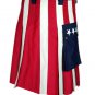 36 Size USA Flag Hybrid Utility Kilt With Cargo Pockets Tactical Kilt with Custom Patterns
