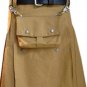 40 Size Khaki Cotton Utility Kilt With Front Khaki Sporran Tactical Duty Utility Kilt
