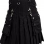 Gothic Kilt Modern Style Cargo Utility Kilt with Metal D-Rings and Chain Cotton Kilt