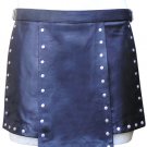 32 Size Real Leather Gladiator Kilt with Stud Work Custom Made in Black Blue Red