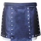 38 Size Real Leather Gladiator Kilt with Stud Work Custom Made in Black Blue Red
