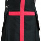30 Waist Black Cross Cargo Pockets Cotton Deluxe Utility Kilt Handmade Utility Kilt