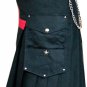 32 Waist Black Cross Cargo Pockets Cotton Deluxe Utility Kilt Handmade Utility Kilt