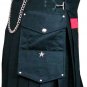 32 Waist Black Cross Cargo Pockets Cotton Deluxe Utility Kilt Handmade Utility Kilt