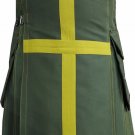 38 Size Olive Green Cross Cargo Pockets Cotton Deluxe Utility Kilt Handmade Utility Kilt