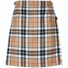 Ladies Billie Pleated Kilt Knee Length Skirt in Camel Thompson