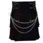 42 Size Gothic Kilt Modern Style Cargo Utility Kilt with Metal D-Rings and Chain Cotton Kilt
