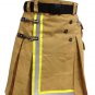Custom Sizes 30-50 Fireman Tactical Duty Kilt, Khaki Cotton Utility Kilt