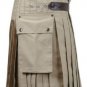 40 Size Men's Khaki Utility Kilt With Leather Straps