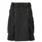 Tactical Black Cotton Kilt 4 Pockets Deluxe Duty Utility Kilt Worker Uniform Kilt