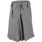 Men's Scottish Highland Grey Cotton Utility Kilt