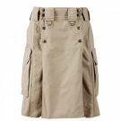 Khaki Tactical Men's Combat Cargo Uniform Battle Utility Kilt