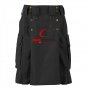 32 Size Active Men Black Cotton Outdoors Utility Kilt With Cargo Pockets
