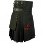 52 Size Active Men Black Leather Strap Utility Kilt