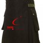 34 Size Active Men Black Leather Strap Utility Kilt