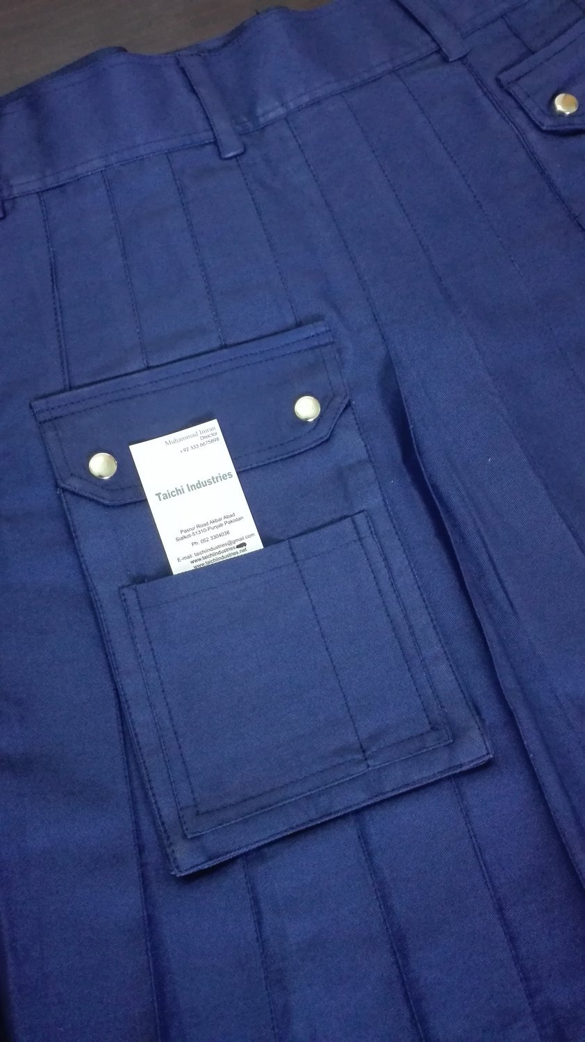 46 Size Navy Blue Handmade Deluxe Cotton Utility Kilt
