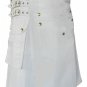 Men's 32 Size White Cotton Utility Kilt, Men's Deluxe Utility kilt