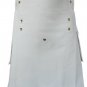 Men's 40 Size White Cotton Utility Kilt, Men's Deluxe Utility kilt
