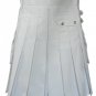 Men's 48 Size White Cotton Utility Kilt, Men's Deluxe Utility kilt