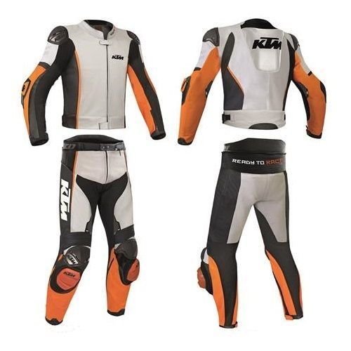 Men KTM Multicolored Motorcycle Leather Suit With Jacket Pant Safety Pads
