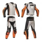 Men KTM Multicolored Motorcycle Leather Suit With Jacket Pant Safety Pads