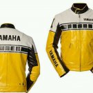Yellow Motorcycle Motorbike Racing Leather Jacket Safety Pads For Yamaha