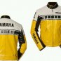 Yellow Motorcycle Motorbike Racing Leather Jacket Safety Pads For Yamaha
